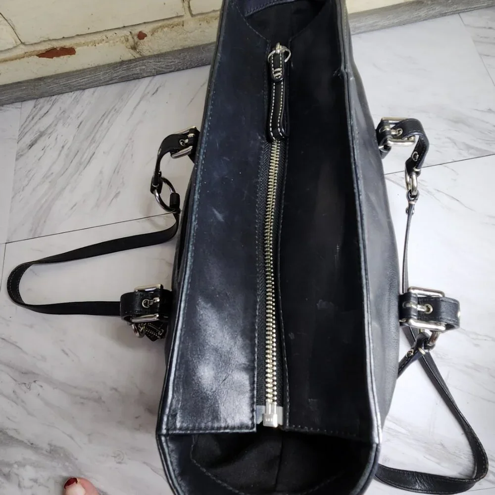 Euc Vintage Coach Gallery Y2K Black Leather Shoulder Bag Tote Purse c
